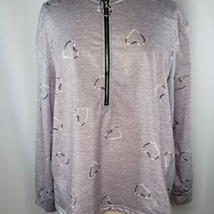 Soft Heather Gray 1/4 Zip Long Sleeve Top